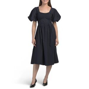 US TOGETHER Navy Puff Sleeve Maxi Dress